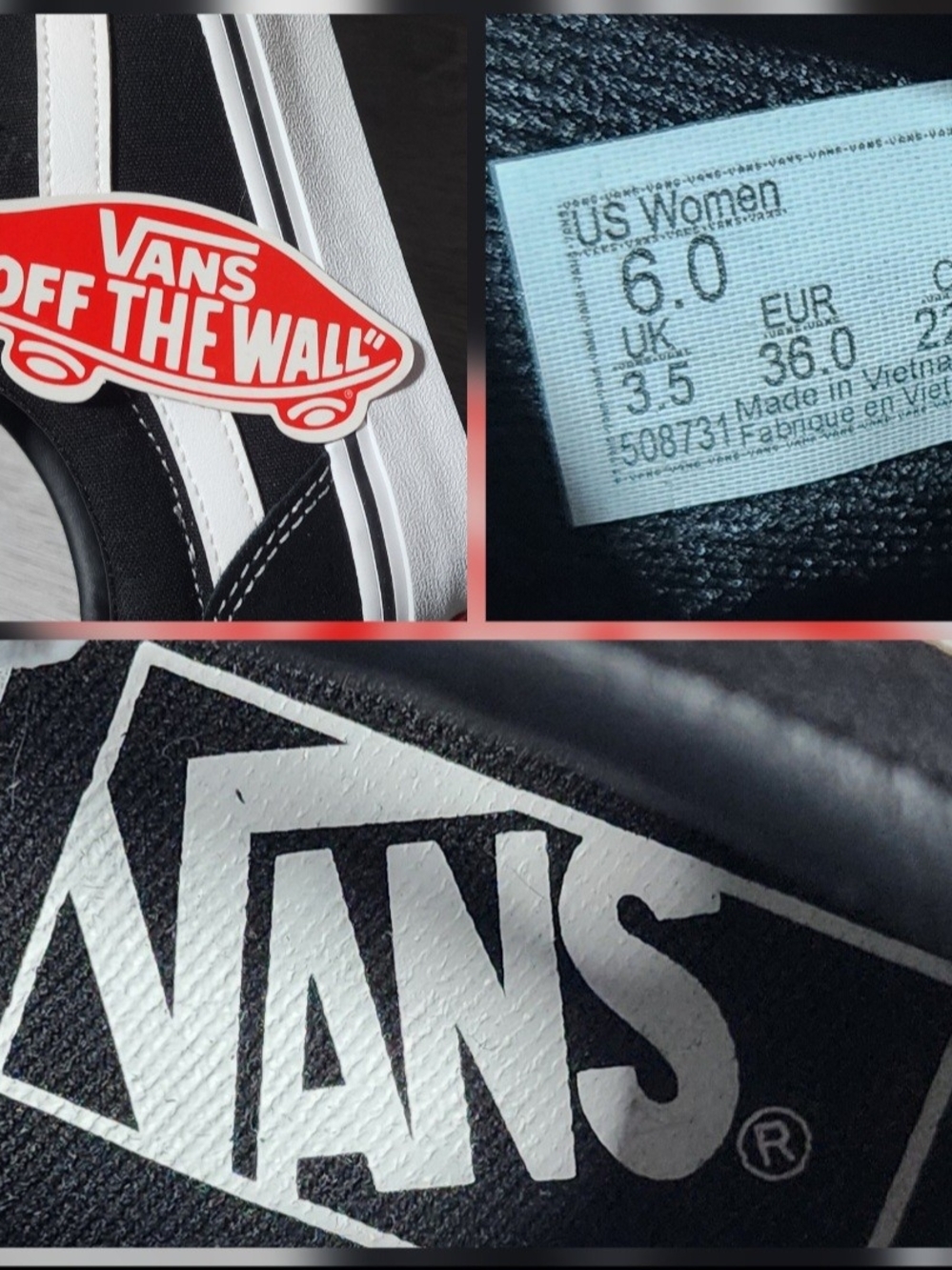 NWT Vans Ward Low Top Black & White Suede & Canvas Sneakers Womens Size 6 - Picture 7 of 7